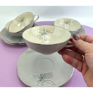 Vintage 50s cups and saucers set, Encore Franciscan fine china, tea for 2